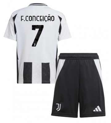 Juventus Francisco Conceicao #7 Hemmakläder Barn 2024-25 Kortärmad (+ Korta byxor)